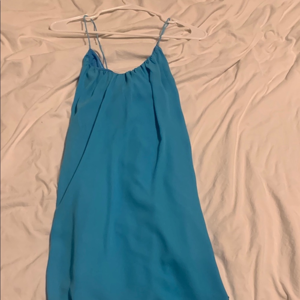 Stylish Blue Spaghetti Strap Dress
